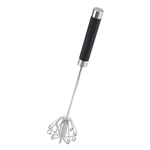 Trzepaczka do Jajek, Ręczna Trzepaczka ze Stali Nierdzewnej Obrotowy Trzepaczka Blender Ręczna Trzepaczka do Jajek Wszechstronny Spieniacz do Mleka Mieszadło Ręczne