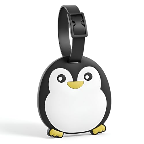 Luggage Tags for Suitcases, Cute Penguin Silicone Luggage Tag with Name ID Card, Suitcase Tags and...