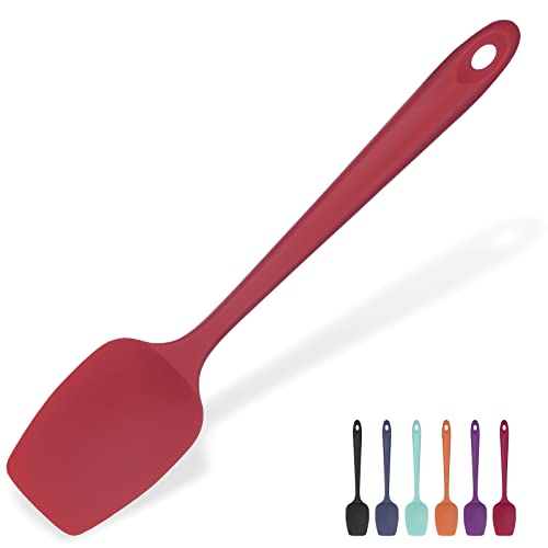 315℃ Hochhitzebeständiger Silikon Löffel Spatel: U-Taste Flexibler Nahtloser Gummispatel, Backen Kochen Silikon Teigschaber für Antihaftbeschichtetes Kochgeschirr Mischen Schaben (29cm, Rot)
