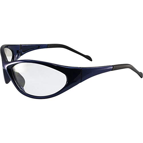 Global Vision Reflex Padded Motorcycle Safety Sunglasses Blue Frame Clear Lens ANSI Z87.1
