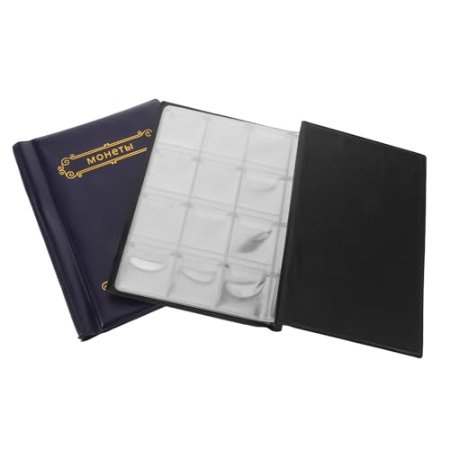 JOINPAYA Álbum para Monedas 28 MM 120 Bolsillos Transparentes Organizador de Colección PU y PVC Estuche Portátil 2 Unidades Negro y Azul Almacenamiento Práctico para Coleccionistas