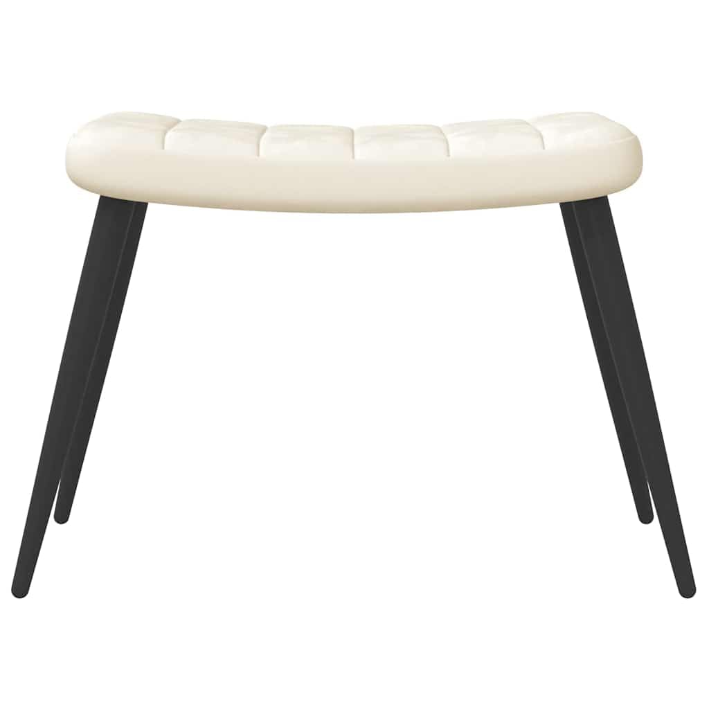 Poltrona relax con sgabello, in velluto, colore bianco crema, con struttura in acciaio, moderna poltrona relax con poggiapiedi, poltrona singola imbottita per soggiorno e camera da letto