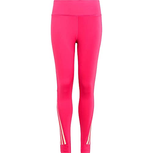 adidas Niñas AEROREADY 3-Stripes High-Rise 7/8 Optime Pocket Tights, Semi Lucid Fuchsia/White, 14-15 Years