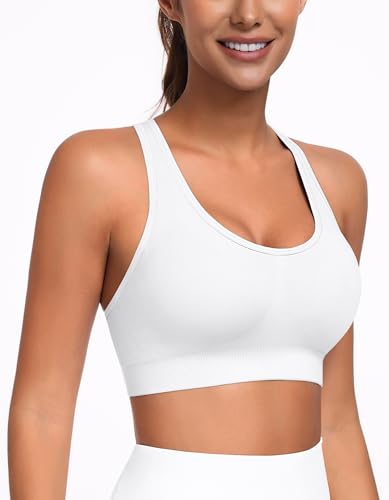 Image of MIRITY Padded Strappy Sports Bra for Women - with Dual Crossback and Adjustable Straps for Workout Gym