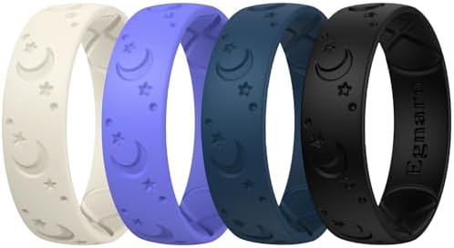 Egnaro Women's Bridal Rings Sets, Etched Classic Silicone Wedding Bands, Rubber Breathable and Flexible Design