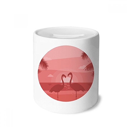 Tirelire en céramique couple de flamants roses multicolore pour enfants et adultes