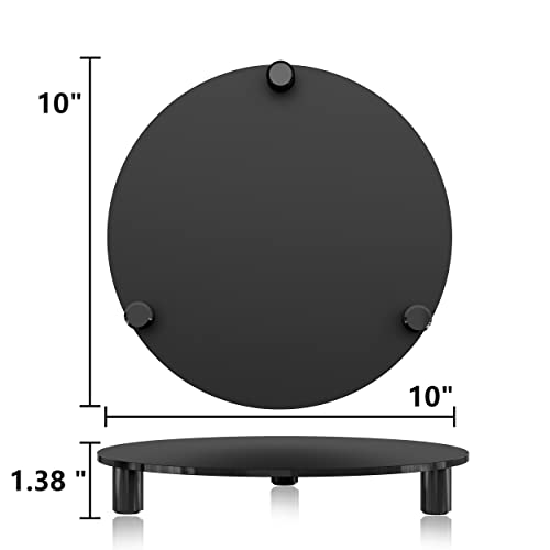 Svenjbb Decorative Acrylic Round Display Riser 10 Inch 2-Pack, Black Waterproof Pedestal Stand For Plants And Bathroom, Modern Display Tray For Home And Kitchen Counter Décor #TOP3