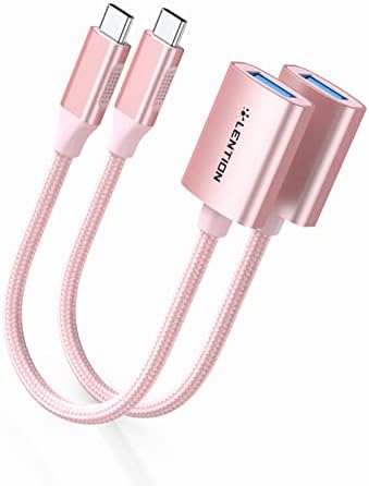 LENTION USB C to USB 3.0 Adapter [2-Pack], Thunderbolt 3 to USB 3.0 Adapter Compatible with MacBook Pro 2022-2016, New iPad Pro & Mac Air, Surface Book 2/Go, Chromebook 13/15, More (Rose Gold)