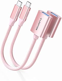 LENTION USB C to USB 3.0 Adapter [2-Pack], Thunderbolt 3 to USB 3.0 Adapter Compatible with MacBook Pro 2022-2016, New iPad Pro & Mac Air, Surface Book 2/Go, Chromebook 13/15, More (Rose Gold)