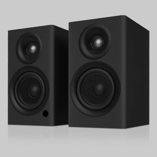 Image of BS4 Bluetooth Bookshelf Speakers, 120W Powered Active Speaker 4 Inch Woofer, HiFi Speakers with aptX Bluetooth USB, for Home, Studio, Gaming, Set of 2, Black