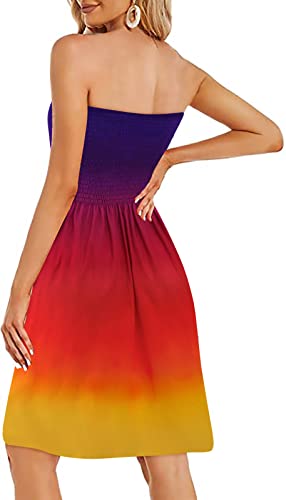 Image of Zyyfly Tube Top Dress Women Summer Beach Coverup Stretch Smocked Strapless Dress