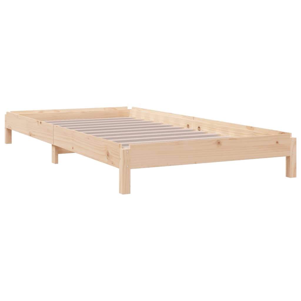 Stapelbett 90x190 cm Massivholz Kiefer, unbehandeltes Holz, platzsparend stapelbar, Robustes Bettgestell für Schlafzimmer, langlebiges Einzelbett, ideal für Gästezimmer