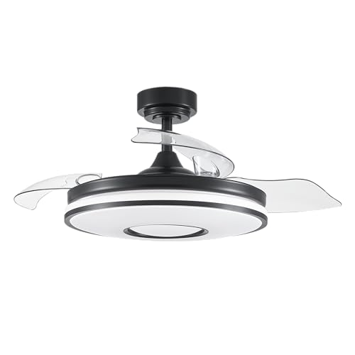 FABRILAMP TODOLAMPARA - VENTILADOR DE TECHO LUZ LED DC DANI NEGRO ASPAS DESPLEGABLES 108D 6 VELOCIDADES REMOTO+TEMPORIZA+MEMORIA