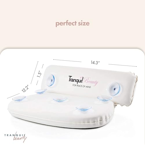 TranquilBeauty Bath Pillow, White, PVC, Pain Relief, 7 Suction Cups - Ergonomic Head & Back Support, Luxury Spa Experience, Waterproof Design, Ideal for Elderly & Children