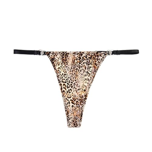 YAPKOLV G String Tangas Damen Unterwäsche Frauen Sexy Höschen Nahtlose aus Eisseide Slips Thongs Dessous Panties (Große Größen) (Leopard)
