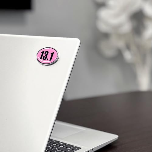 Image of Elektroplate Mini 13.1 Half-Marathon Pink OEM Chrome Emblems for Motorcycles, Watercrafts, and Decorations | Universal Fit at 2.15 inch x 1.4 inch | Weatherproof | 2-Pack