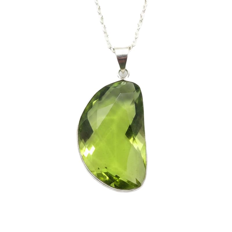Collier quartz vert naturel pendentif facetté pour le style au quotidien
