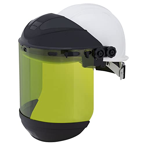 Sellstrom Face Shield S31202 Arc Flash Rated Safety Mask For Men And Women, Dual Crown With 6-Pt Suspension Hard Hat, Light Green Tint, Ansi Z87.1 #TOP19