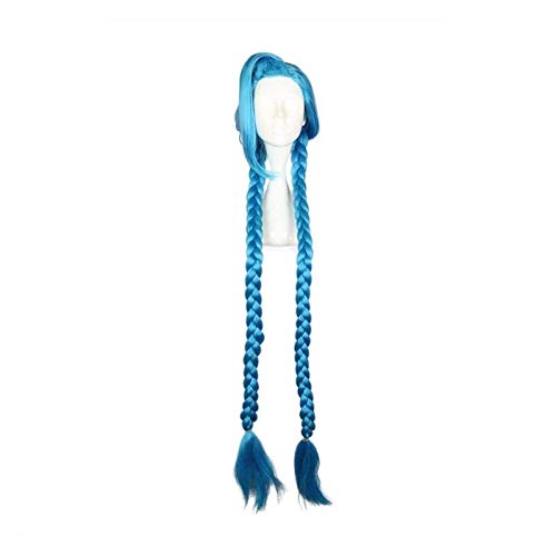 SUCICI Women 130cm Long Blue Synthetic Hair LOL-Jinx Cosplay Wigs With Braids 100% High Temperature Fiber WIG-084C