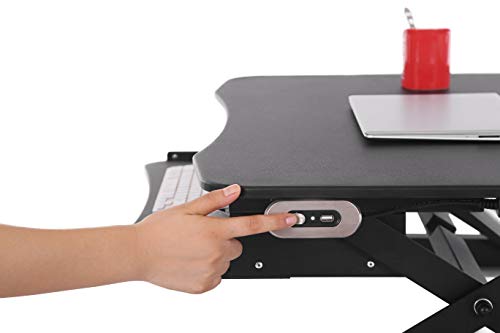 ApexDesk EDR-3612-BLACK ZT Series Height Adjustable Sit to Stand Electric Desk Converter, 2-Tier Design with Large 36x24" Upper Work Surface and Lower Keyboard Tray Deck (Electric Riser, Black)