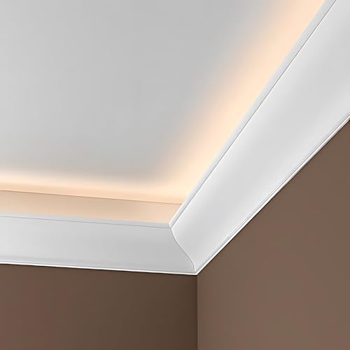 Corniche Profhome en polyuréthane rigide 150222 pour masquer les fissures de plafond