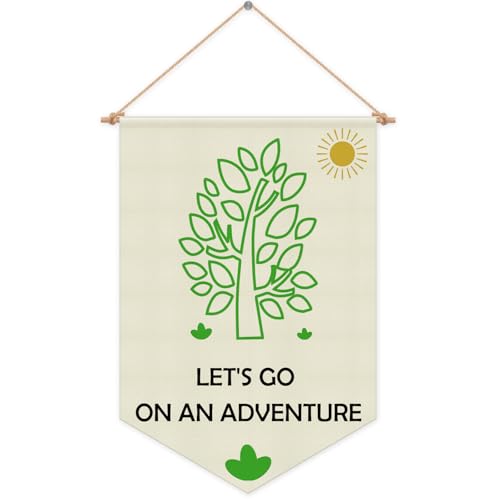 Kids Room Banner Adventure Nursery Classroom Wall Banner Decor Hanging Pennant Flag Wall Sign Decor Gift for Nursery Bedroom Playroom Front Door Game Room Kids Girl Boy Christmas Birthday Gift Linen