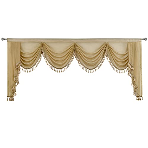 Cenefa de cortina transparente para salones elegantes con diseño cascada de 110 pulgadas 4