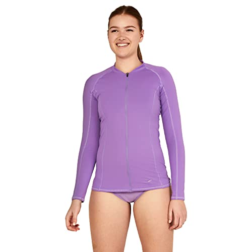 Speedo Women's Uv Swim Shirt Long Sleeve Full Zip Front Rashguard