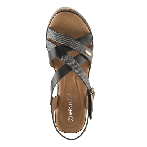 PATRIZIA Women's VANJHEE Hook and Loop Platform Sandals – Faux Woven Design, Gold Hardware, Adjustable Straps3
