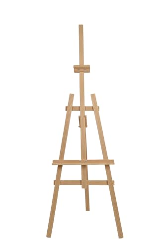 WOODOK Caballete de madera – Caballete de madera de altura regulable para niños y adultos – Caballete de madera para pintores de madera de haya – Soporte de lona robusto (beige, 150 cm)