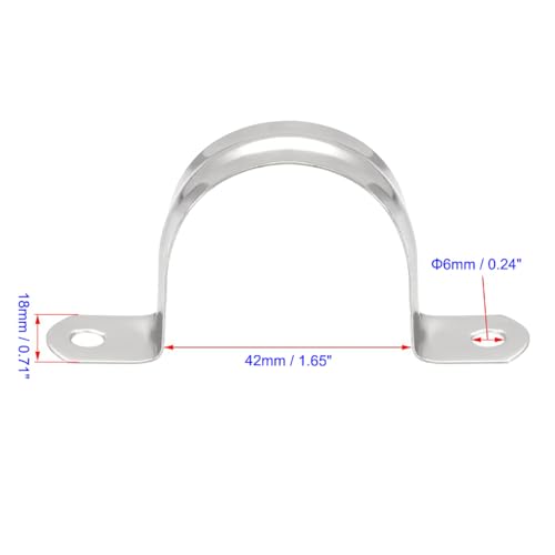 MACHSWON 42mm(1.65") Rigid Pipe Strap 2 Holes U Bracket Cable Clamp, 201 Stainless Steel Tension Tube Clip Conduit Clamp Hanger 8pcs - Image 2