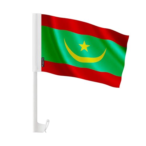 Drapeau voiture Mauritanie en polyester 30x45cm lot de 50 pièces pour cortège et célébration