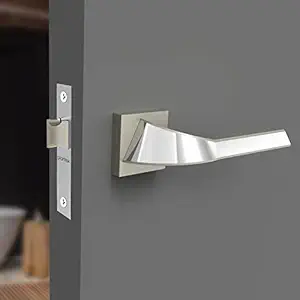 Plantex Heavy Duty Door Lock Bathroom Door Lock/Mortise Keyless Handle Set for Home/Bathroom/Store Room/Balcony/Office with Baby Latch Bathroom Accessories (7090 Satin White & Chrome Finish)