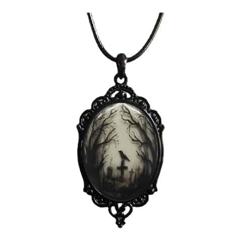 Niaspi Gothic Cameo Crow Pendant Necklace Cover