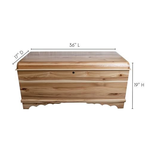 Image of Rustic Red Door Co. Cedar Hope Chest with Waterfall Top, Amish Made Wooden Storage Trunk Box for Bedroom, Blanket, Clothes, Anti-Slam Hinges and Lock, 36 inch, Rustic Hickory Wood, Natural Stain