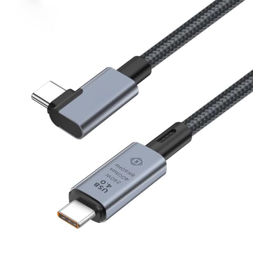 Image of Tobo 240W Usb 4 Cable,3.28Ft Right Angle Usb C Cable With Display,Supports 8K@60Hz,Max 40Gbps Data Transfer Fast Charging Cable Compatible With Lphone 15,MakBuk,Thunderbolt 3,Monitor, (TD-1473CC)