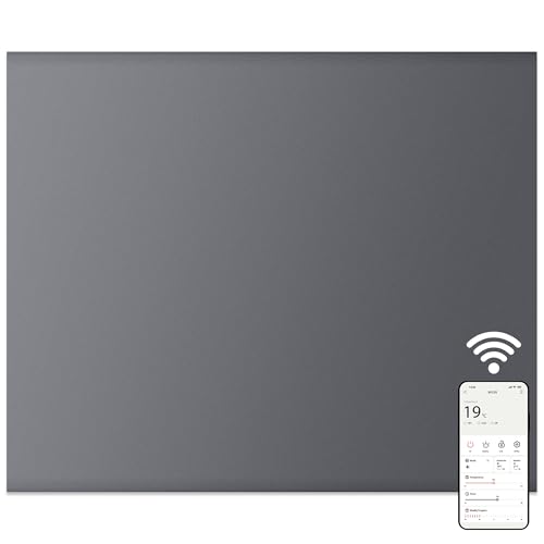 MYLEK Panel Space Heater 1KW Smart WiFi App Radiator Electric Slimline Low Energy - Charcoal Grey - Wall Mounted Design - Bathroom IPX4 Rated for Homes, Offices (1000Watts)