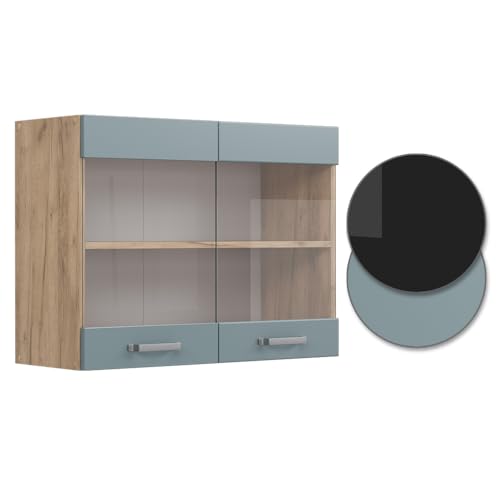 Vicco Mobile Da Cucina In Vetro Grigio-Blu 80 Cm - 6
