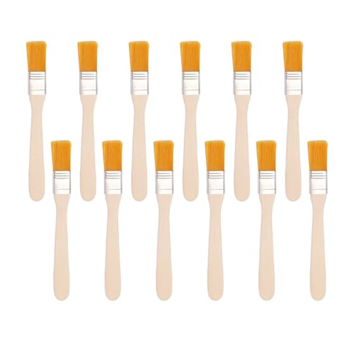 12 pinceles de pintura pequeños de 1/2 pulgada con mango de madera para muebles, pintura, paredes, techos, carpintería, gabinetes, vallas, herramientas de decoración de pintura de bordes