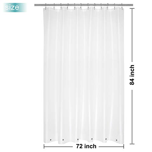 Image of Mrs Awesome Extra Long Shower Curtain Liner with 6 Magnets 72 x 84 inch, Frosted PEVA 8G Heavy Duty Thick Plastic Shower Curtain, Waterproof, 72x84, Frost