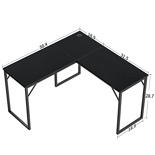 Cubicubi L Shaped Gaming Desk, 50.4 Inch Computer Corner Desk, Modern Home Office Study Writing Workstation, Space-Saving, Easy To Assemble, Black #TOP2