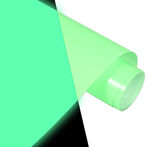 VINYL FROG Heat Transfer Vinyl Roll, Glow in The Dark HTV Iron on Vinyl 10"x 5ft Luminous Fluorescent Heat Press Vinyl for T-Shirts(Green to Neon Green)