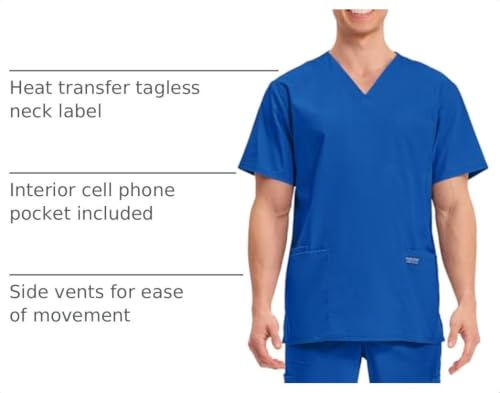 Image of Cherokee WW Professionals Men's V-Neck Scrub Top 4 Pockets Medical Shirt