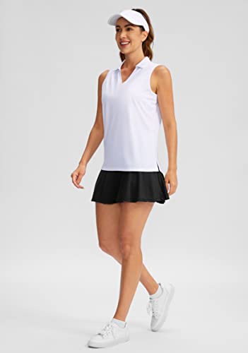 SANTINY Women's Sleeveless Golf Shirt V-Neck Tennis Tank Tops Collared Golf Polo Shirts for Women4