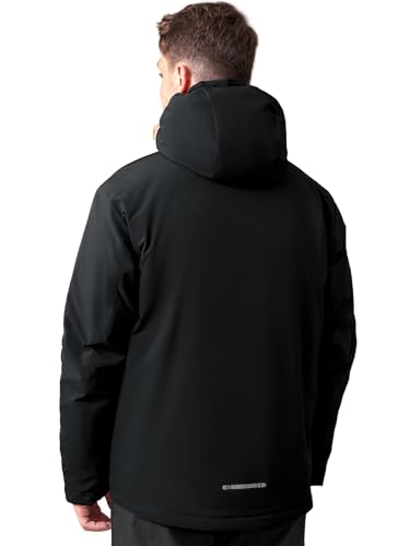 Image of Men's Thermal Waterproof Windproof Jacket Hooded Insulated, Lightweight Winter Snow Coat with Multiple Pockets