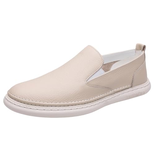 Mocasines elegantes para hombre, cómodos, elegantes, mocasín, mocasines, clásicos, planos, deslizantes, mocasines, suaves, cómodos, zapatos de barco, Blanco, 44