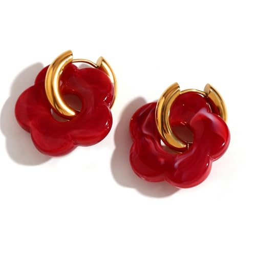 Créoles or 18k et fleurs colorées idée cadeau élégant pour femme