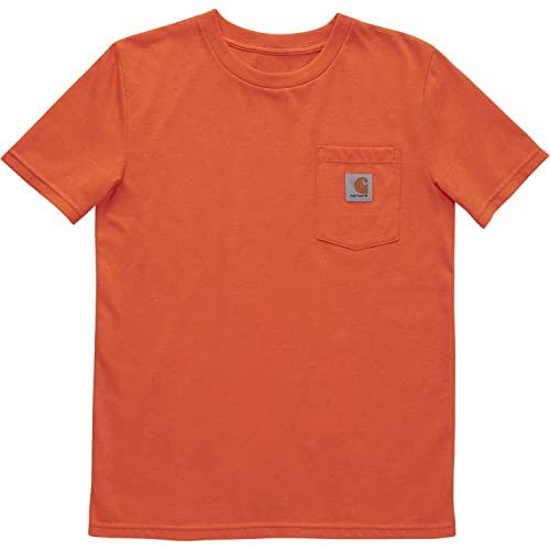 Carhartt Boys' Big Short-Sleeve Pocket T-Shirt, Exotic Orange Heather, M (10/12)