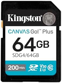 Kingston Canvas Go Plus 64GB SD Card | Up to 200MB/s | Class 10, ...