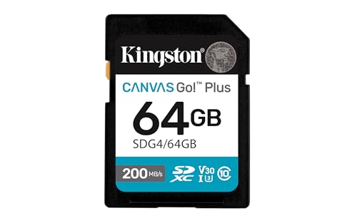 Kingston Canvas Go Plus 64GB SD Card | Up to 200MB/s | Class 10, ...